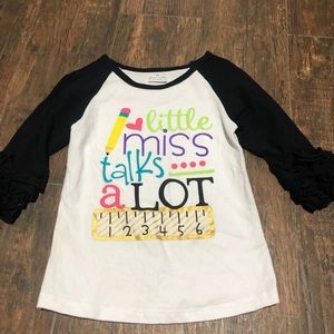 Ruffle sleeve raglan- little miss talks a lot